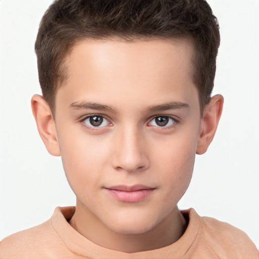 Neutral white child male with short  brown hair and brown eyes