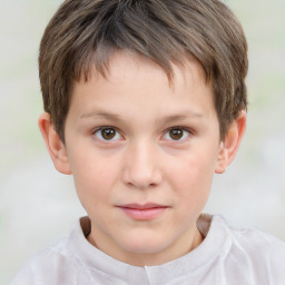 Neutral white child male with short  brown hair and brown eyes