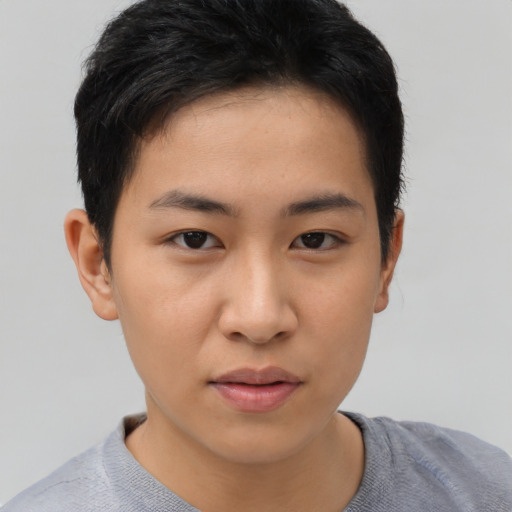 Neutral asian child female with short  brown hair and brown eyes