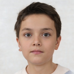 Neutral white child female with short  brown hair and brown eyes