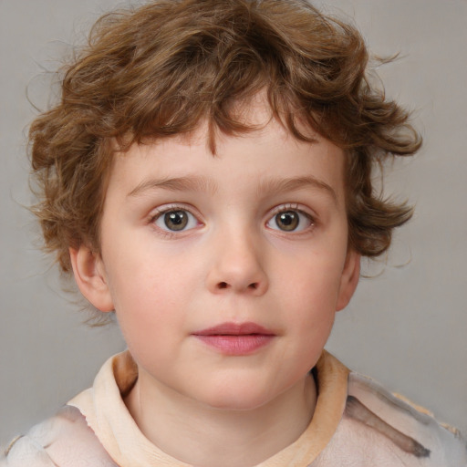 Neutral white child male with medium  brown hair and blue eyes