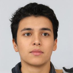 Neutral asian young-adult male with short  brown hair and brown eyes