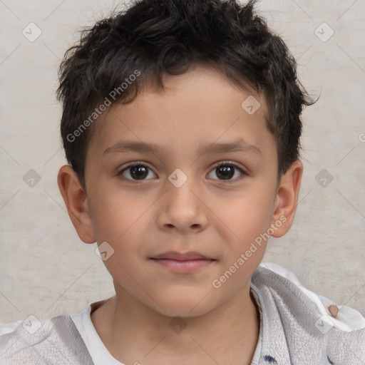 Neutral white child male with short  brown hair and brown eyes