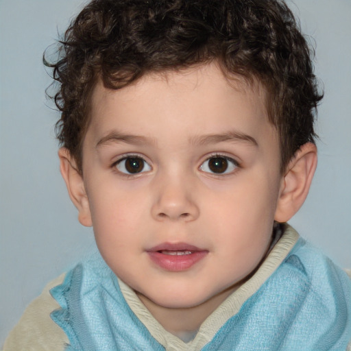 Neutral white child male with short  brown hair and brown eyes