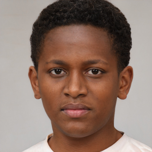 Neutral black young-adult male with short  brown hair and brown eyes