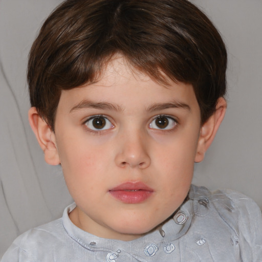 Neutral white child female with short  brown hair and brown eyes