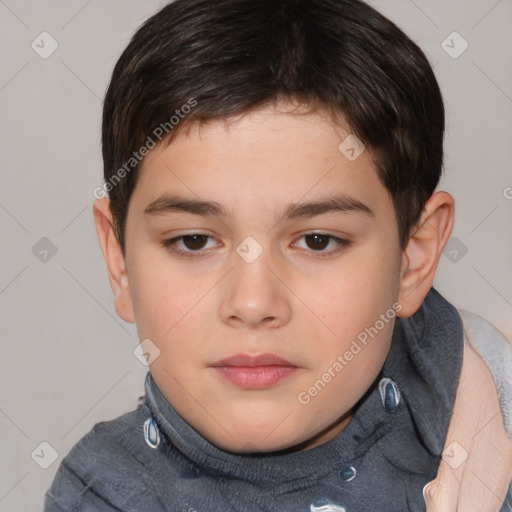 Neutral white child male with short  brown hair and brown eyes