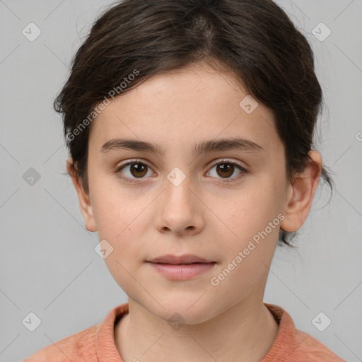 Neutral white child female with medium  brown hair and brown eyes