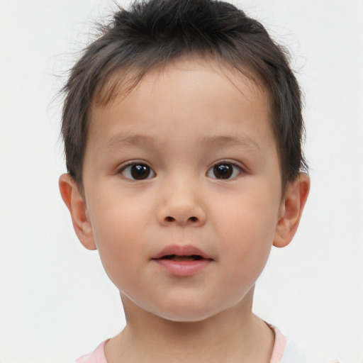 Neutral white child male with short  brown hair and brown eyes