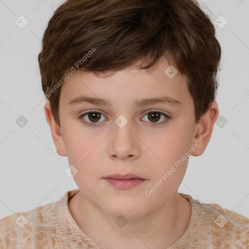 Neutral white child male with short  brown hair and brown eyes