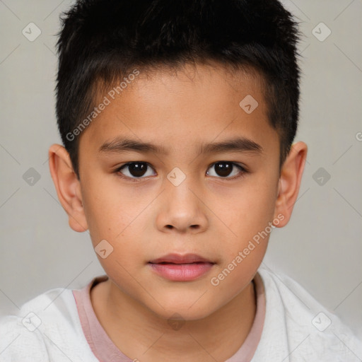 Neutral white child male with short  brown hair and brown eyes