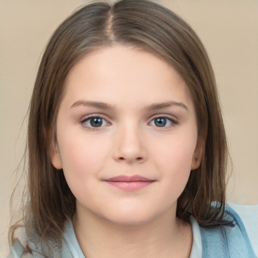 Neutral white child female with medium  brown hair and brown eyes