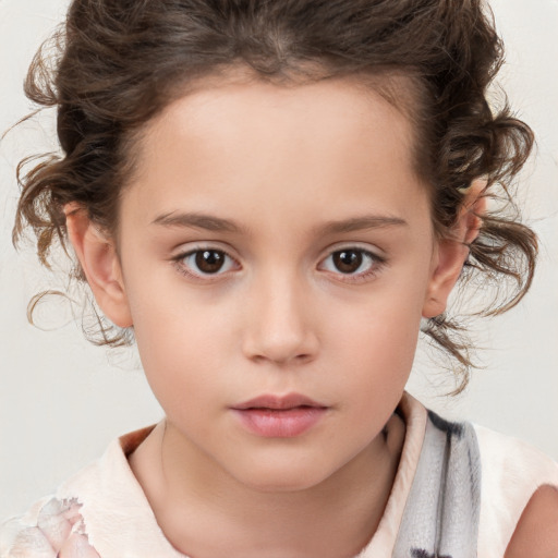 Neutral white child female with medium  brown hair and brown eyes