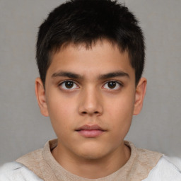 Neutral white child male with short  brown hair and brown eyes