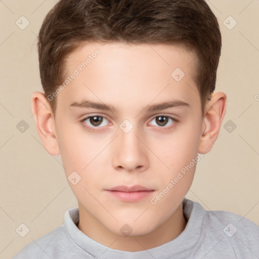 Neutral white child male with short  brown hair and brown eyes