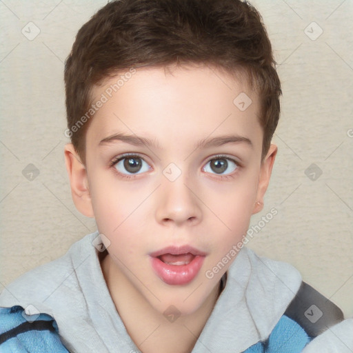 Neutral white child female with short  brown hair and brown eyes