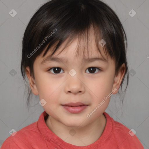 Neutral white child female with medium  brown hair and brown eyes
