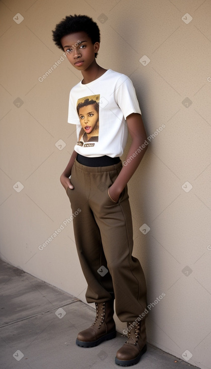 African teenager male with  brown hair