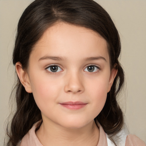 Neutral white child female with medium  brown hair and brown eyes