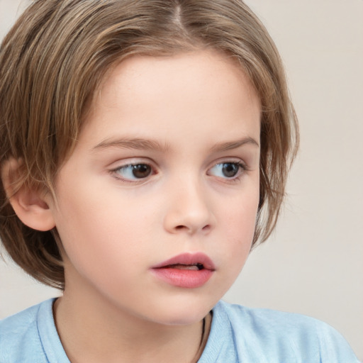 Neutral white child female with medium  brown hair and brown eyes