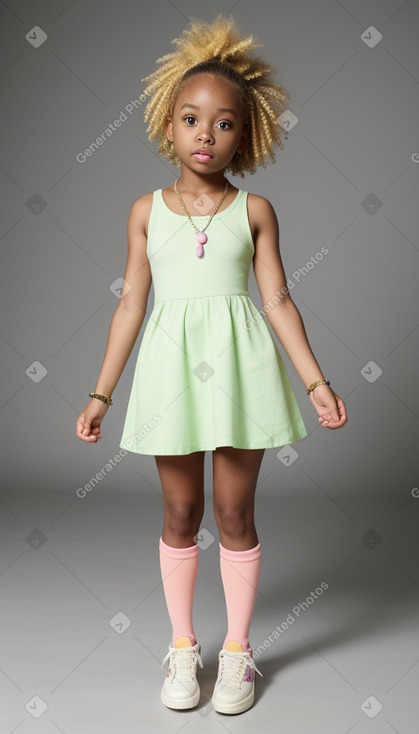 African american child female with  blonde hair