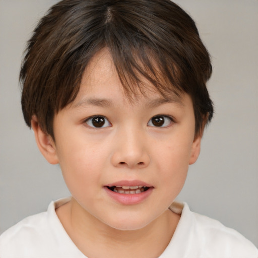 Neutral white child female with short  brown hair and brown eyes