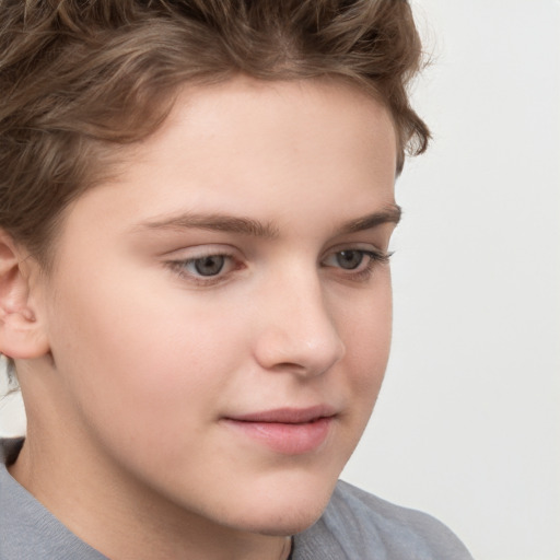 Neutral white child male with short  brown hair and brown eyes