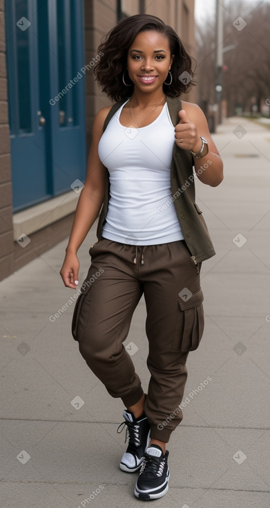 African american adult female with  brown hair