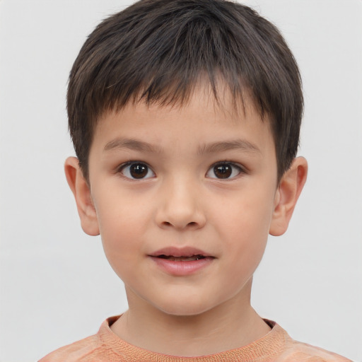 Neutral white child male with short  brown hair and brown eyes