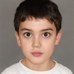 Neutral white child male with short  brown hair and brown eyes