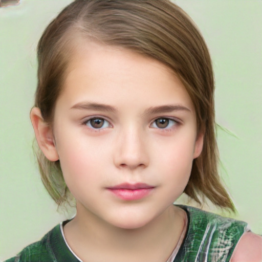 Neutral white child female with medium  brown hair and brown eyes