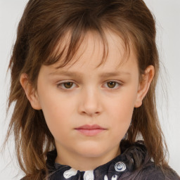 Neutral white child female with medium  brown hair and brown eyes