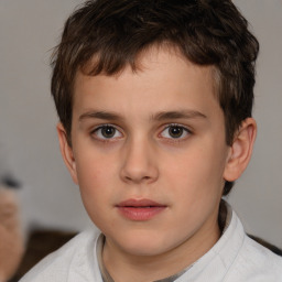 Neutral white child male with short  brown hair and brown eyes