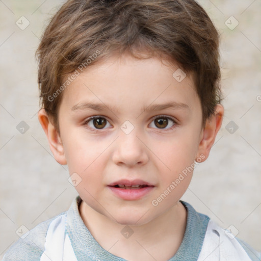 Neutral white child male with short  brown hair and brown eyes