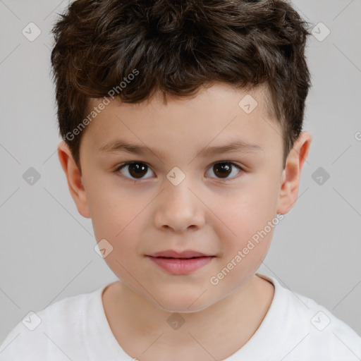 Neutral white child male with short  brown hair and brown eyes