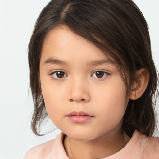 Neutral white child female with medium  brown hair and brown eyes