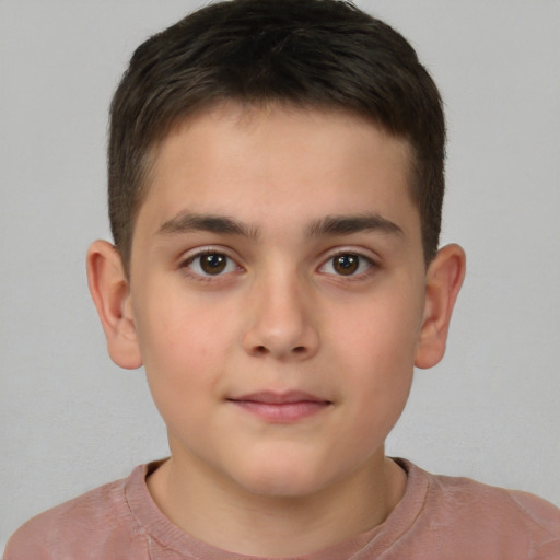 Neutral white child male with short  brown hair and brown eyes