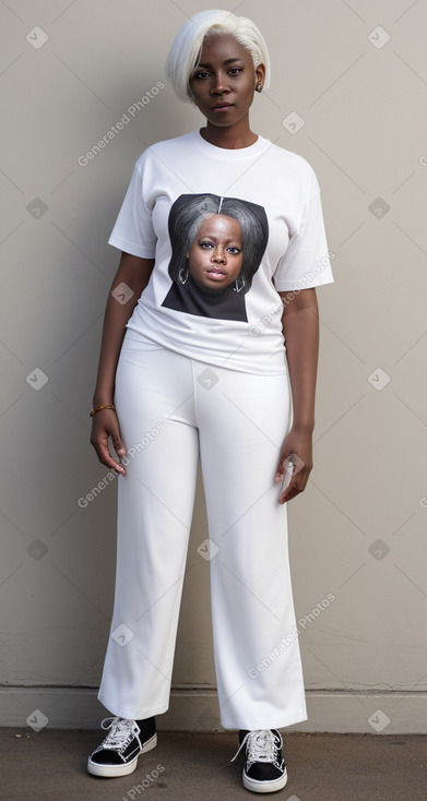 Ugandan adult non-binary with  white hair