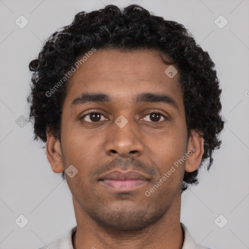 Neutral black young-adult male with short  brown hair and brown eyes
