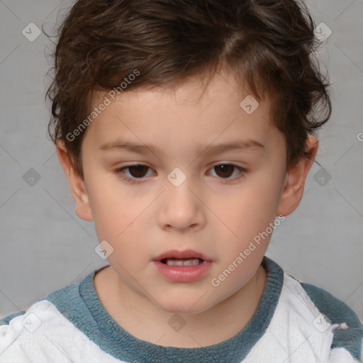 Neutral white child male with short  brown hair and brown eyes