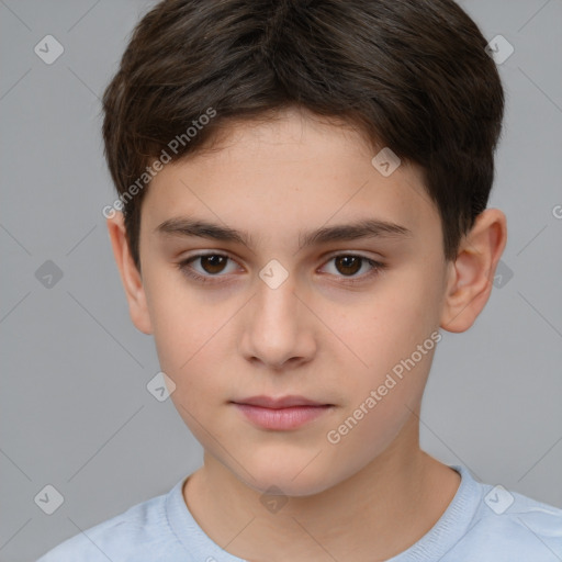 Neutral white child male with short  brown hair and brown eyes