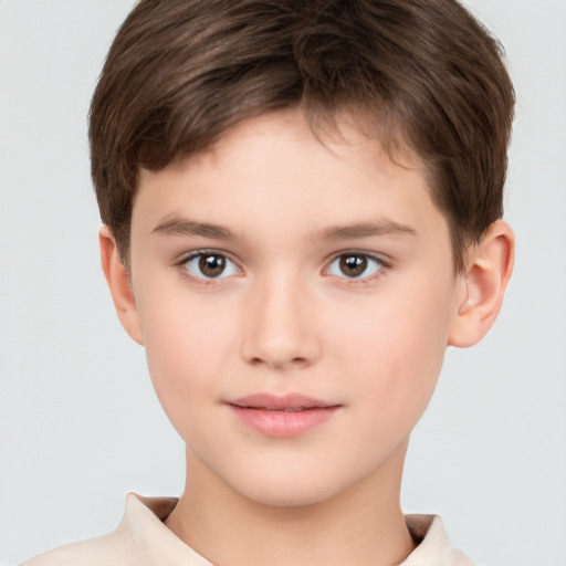 Neutral white child male with short  brown hair and brown eyes