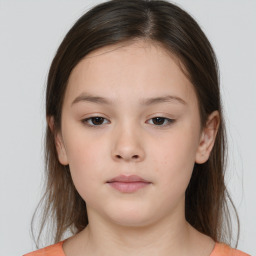 Neutral white child female with medium  brown hair and brown eyes