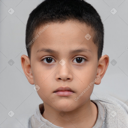 Neutral white child male with short  brown hair and brown eyes