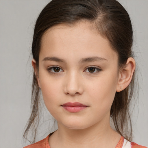 Neutral white child female with medium  brown hair and brown eyes