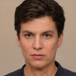 Neutral white adult male with short  brown hair and brown eyes