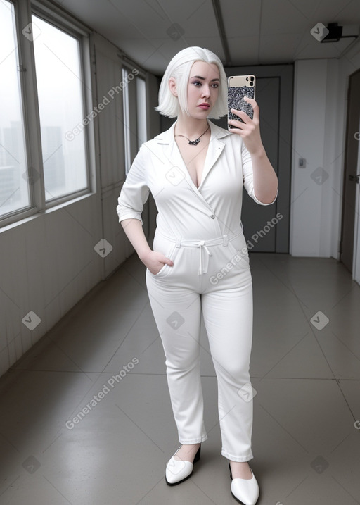 Adult non-binary with  white hair