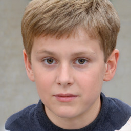 Neutral white child male with short  brown hair and grey eyes