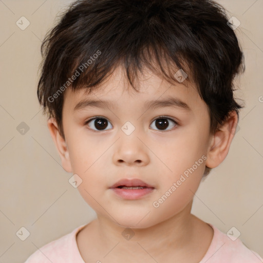 Neutral white child male with short  brown hair and brown eyes