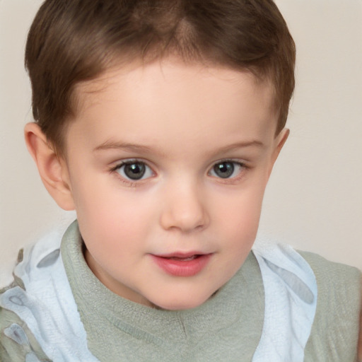 Neutral white child female with short  brown hair and brown eyes